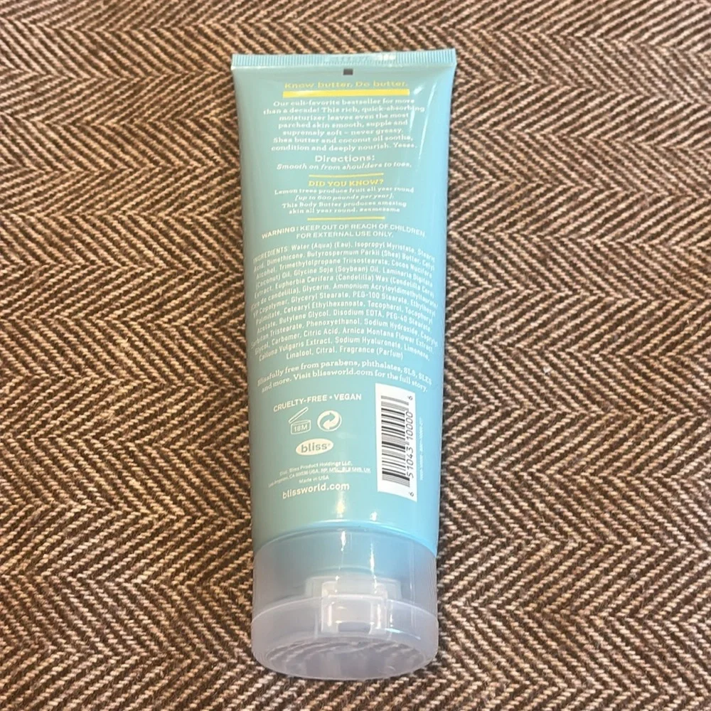 Bliss Lemon & Sage Body Butter Maximum Moisture Cream 6.7 fl oz NEW